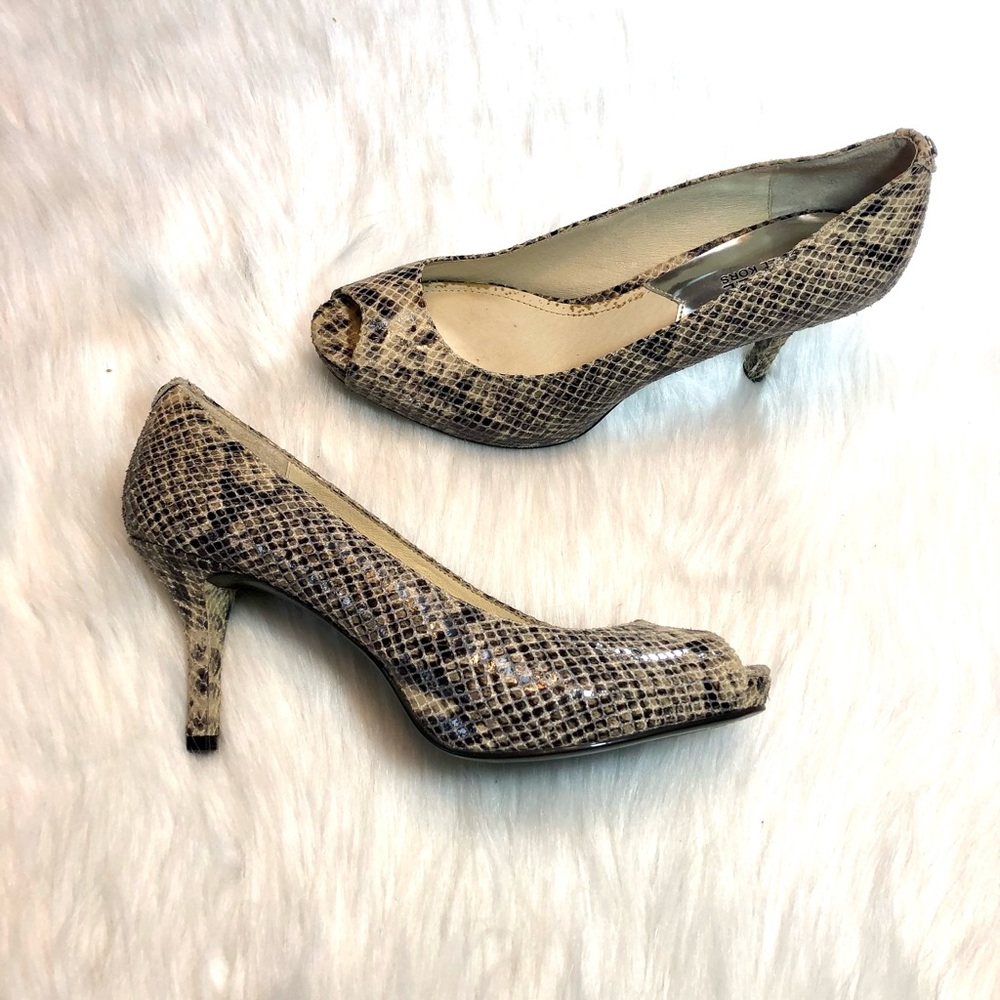 MICHAEL MICHAEL KORS Flexopen Peep Toe Crocodile Leather Heels